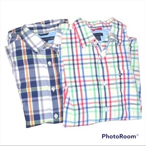 Lot of 2 Tommy Hilfiger boys plaid long sleeve Sz M 12-14